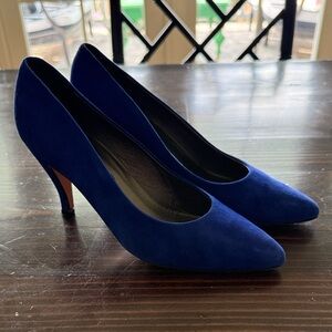 Elegant Blue Suede Heels